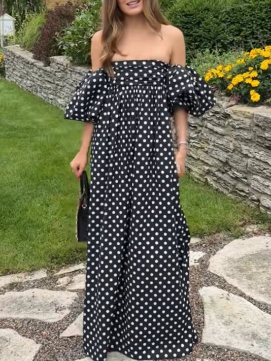 Caroline Constas Dresses & Skirts - CAROLINE CONSTAS Emilia Maxi Dress Gown XSmall Black White Polka Dot